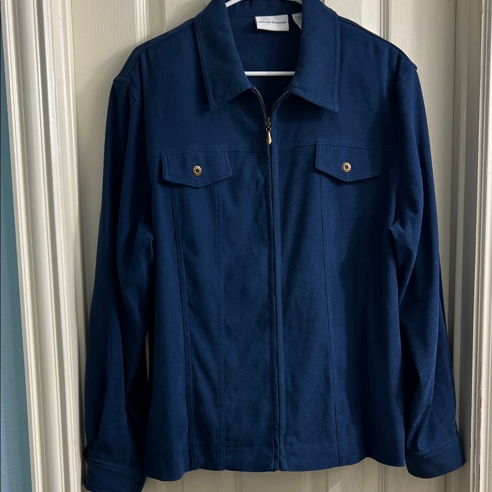 Alfred Dunner Jacket Women Size 16 Deep Blue Utility Jacket